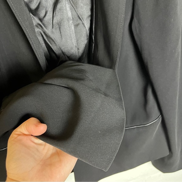 Eileen Fisher Open Front Blazer Silk Lined Black Womens L Quiet Luxury Preppy - Picture 8 of 16